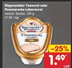 Teewurst oder Pommersche Leberwurst im Netto Marken-Discount Prospekt Teewurst oder Pommersche Leberwurst von Rügenwalder im aktuellen Netto Marken-Discount Prospekt für 1,49 €