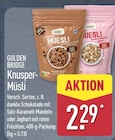 Knusper-Müsli Dunkle Schokolade mit Salz-Karamell-Mandeln Angebote von Golden Bridge bei ALDI Nord Münster für 2,29 €
