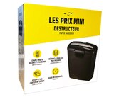 Destructeur de documents coupe droite - 6 feuilles - corbeille 10L - Les Prix Mini - Les Prix Mini en promo chez Bureau Vallée Destructeur de documents coupe droite - 6 feuilles - corbeille 10L - Les Prix Mini - Les Prix Mini dans le catalogue Bureau Vallée