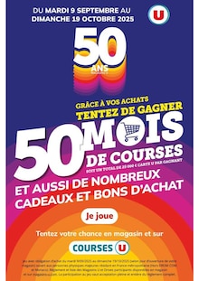 Prospectus Super U à Nogent, "50 ANS MAGASINS U", 1 page de promos valables du 16/09/2025 au 19/10/2025