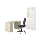 Schreibtisch+Aufbewahrungskombi und Drehstuhl beige/grau/weiß Angebote von VEBJÖRN/MULLFJÄLLET / BILLY/OXBERG bei IKEA Solingen für 527,99 €