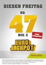 WESTLOTTO Prospekt für Oberhausen mit 3 Seiten WESTLOTTO Prospekt für Oberhausen: "Diesen Freitag rund 47 Mio. €", 3 Seiten, 02.03.2021 - 05.03.2021