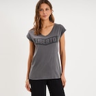 La Halle Bron - Promo T-shirt délavé en coton gris foncé femme Promo T-shirt délavé en coton gris foncé femme à 9,99 € dans le catalogue La Halle à Bron