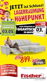 Aktueller Polstermöbel Fischer Prospekt mit Couch, "JETZT IST SCHLUSS - LAGERRÄUMUNG HÖHEPUNKT", Seite 1