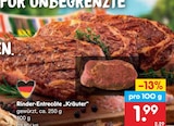 Rinder-Entrecôte Kräuter für 1,99 € bei Netto Marken-Discount im Angebot Rinder-Entrecôte Kräuter im aktuellen Netto Marken-Discount Prospekt