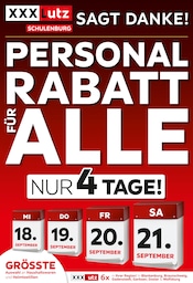 Aktueller XXXLutz Möbelhäuser Möbel & Einrichtung Prospekt in Oschersleben und Umgebung, "PERSONALRABATT FÜR ALLE" mit 16 Seiten, 16.09.2024 - 29.09.2024