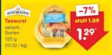 Teewurst für 1,29 € bei Netto Marken-Discount im Angebot Teewurst im aktuellen Netto Marken-Discount Prospekt