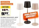 LED-AKKU-TISCHLEUCHTE „BOTA“ für 9,99 € bei OBI im Angebot LED-AKKU-TISCHLEUCHTE „BOTA“ im aktuellen OBI Prospekt