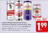 Spiced Gold & Cola, Ice Original, Gin & Tonic, Bourbon & Cola im Angebot bei E center in Stuttgart Spiced Gold & Cola, Ice Original, Gin & Tonic, Bourbon & Cola Angebote von Captain Morgan, Smirnoff, Gordon's, Jim Beam bei E center Stuttgart für 1,99 €