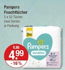 Feuchttücher Sensitive Angebote von Pampers bei V-Markt Augsburg für 4,99 €