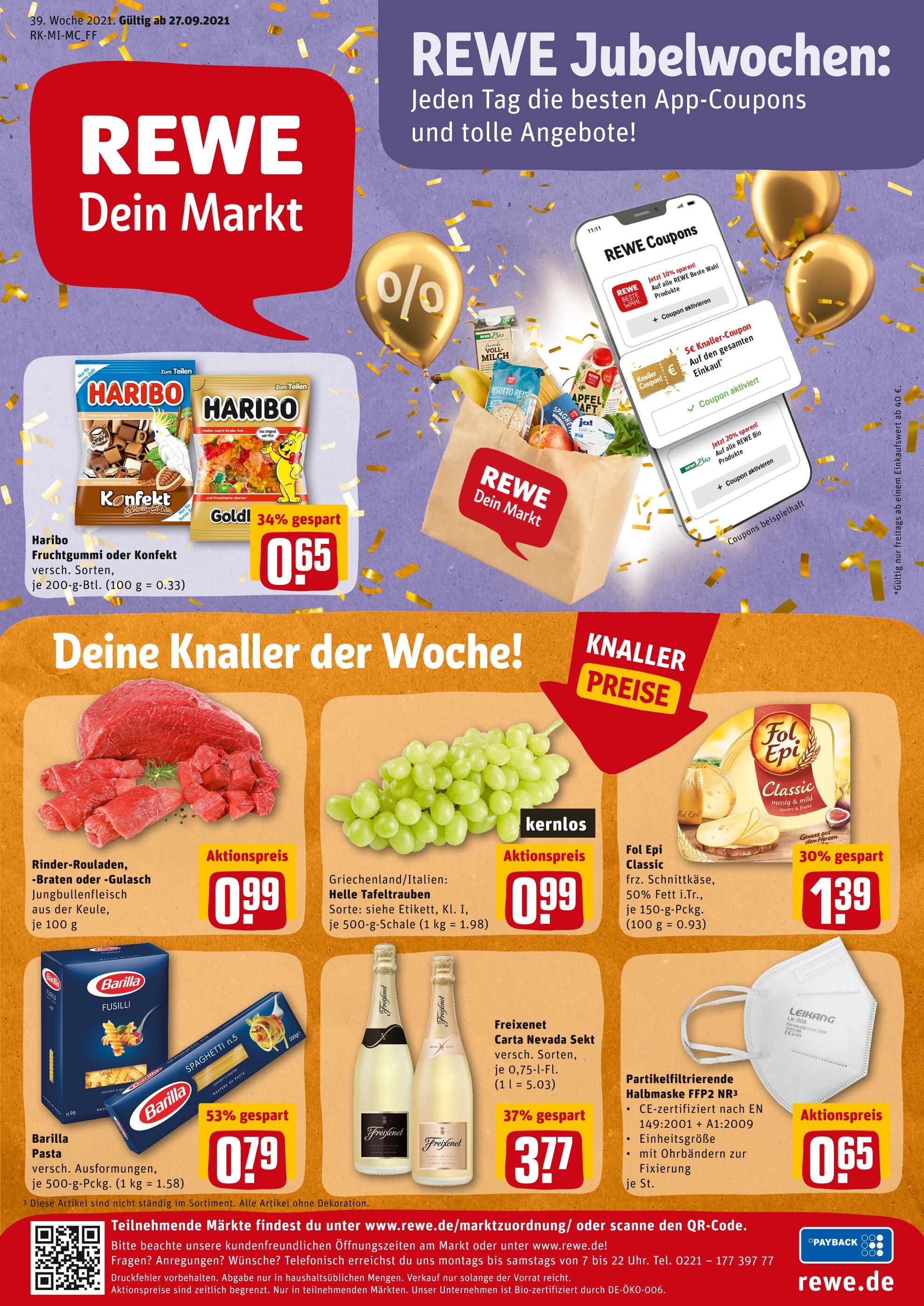 REWE Prospekt für Rodenbach mit 17 Seiten REWE Prospekt für Rodenbach: "Angebote im Markt", 17 Seiten, 27.09.2021 - 02.10.2021