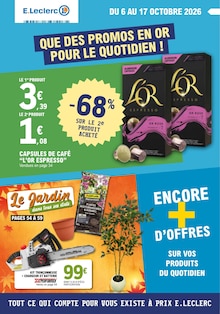 Catalogue E.Leclerc à Narbonne cette semaine, valable du 06/10/2026 au 17/10/2026 Prospectus E.Leclerc à Narbonne, "QUE DES PROMOS EN OR POUR LE QUOTIDIEN !", 72 pages de promos valables du 06/10/2026 au 17/10/2026