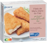 Promo Filets de merlu blanc du Cap panés MSC à 6,99 € dans le catalogue Picard à Saint-Jean-d'Angély