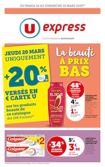 Prospectus U Express de la semaine "la beauté À PRIX BAS" avec 1 pages, valide du 18/03/2025 au 30/03/2025 pour Saint-Jeannet et alentours