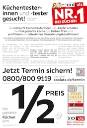 Aktueller XXXLutz Möbelhäuser Möbel & Einrichtung Prospekt in Satteldorf und Umgebung, "Küchentesterinnen und -tester gesucht!" mit 4 Seiten, 10.03.2025 - 05.04.2025