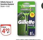 Sensor 3 Sensitive Rasierer Angebote von Gillette bei GLOBUS Neubrandenburg für 4,99 €