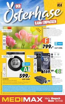 MEDIMAX Prospekt der Woche "DER OSTERHASE KANN EINPACKEN" Seite 1, 27.03.2026 bis 03.04.2026 für Neuruppin Aktueller MEDIMAX Prospekt "DER OSTERHASE KANN EINPACKEN" Seite 1 von 8 Seiten für Neuruppin