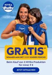 NIVEA Prospekt: "Sommer-Mini-Set oder Kinder Poncho gratis* erhalten", 3 Seiten, 02.05.2023 - 28.05.2023