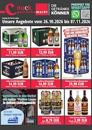 nuck Getränke Prospekt "DIE GETRÄNKEKÖNNER", 2 Seiten, 26.10.2026 - 26.10.2026 Aktueller nuck Getränke Prospekt, "DIE GETRÄNKEKÖNNER", mit Angeboten der Woche, gültig von 26.10.2026 bis 26.10.2026