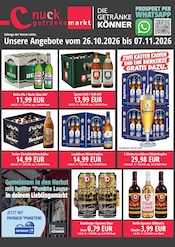 nuck Getränke Getränkemärkte Prospekt der aktuellen Woche mit 2 Seiten, gültig von 26.10.2026 bis 07.11.2026, in Lichtenberg und Umgebung Aktueller nuck Getränke Getränkemärkte Prospekt in Lichtenberg und Umgebung, "DIE GETRÄNKEKÖNNER" mit 2 Seiten, 26.10.2026 - 07.11.2026