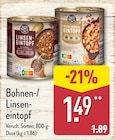 Aktuelles Bohnen-/Linseneintopf Angebot bei ALDI Nord in Dortmund ab 1,49 €