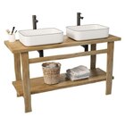Promo Meuble vasque(1) en chêne massif vieilli l.140 x H.78 x P.50 cm, Homesight Taby à 449,00 € dans le catalogue Castorama à Créteil