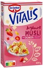 Vitalis Schoko Müsli oder Vitalis Joghurt Müsli im Angebot bei REWE in Waiblingen Vitalis Schoko Müsli oder Vitalis Joghurt Müsli Angebote von Dr. Oetker bei REWE Waiblingen für 2,49 €