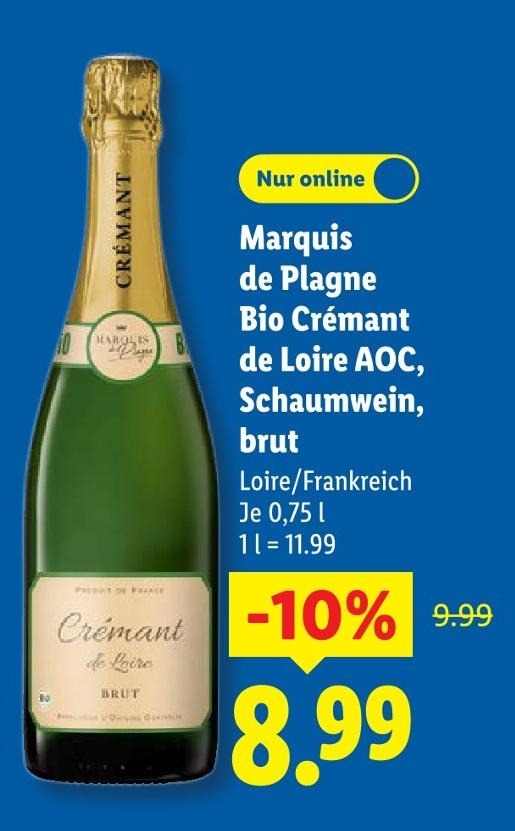 Bio Crémant de Loire AOC, Schaumwein, brut