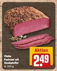 Pastrami mit Steakpfeffer von Zimbo für 2,49 € bei REWE im Angebot Pastrami mit Steakpfeffer von Zimbo im aktuellen REWE Prospekt