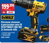 Perceuse visseuse à percussion sans fil DCD778M2T-QW 18V - DEWALT en promo chez Screwfix Rouen à 199,99 €