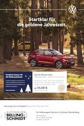Volkswagen Werkstatt & Auto Prospekt der aktuellen Woche mit 1 Seite, gültig von 01.09.2026 bis 31.12.2026, in Hitzacker und Umgebung Aktueller Volkswagen Werkstatt & Auto Prospekt in Hitzacker und Umgebung, "Herbst im Kopf. Sicherheit im Auto." mit 1 Seite, 01.09.2026 - 31.12.2026