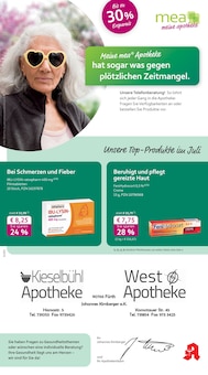 Aktueller mea - meine apotheke Prospekt "Unsere Juli-Angebote" Seite 1 von 4 Seiten für Fürth