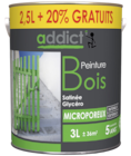 PEINTURE BOIS BLANC 2,5L + 20 % GRATUIT - ADDICT en promo chez Décor Discount Saint-Martin-d'Hères à 29,90 €