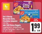 Mozzarella Sticks, Frischkäse Jalapenos mit Dip oder Chili Cheese Nuggets Angebote von Gut & Günstig bei E center Jena für 1,99 €