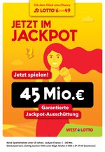 Westlotto Prospekt für Unna mit 2 Seiten Westlotto Prospekt für Unna: "Jetzt im Jackpot 45 Mio. €", 2 Seiten, 30.11.2020 - 02.12.2020