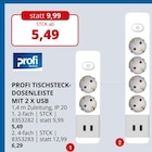 Profi Tischsteckdosenleiste mit 2 x USB 2-fach bei PROFI Wesch im Bad Langensalza Prospekt für 5,49 €