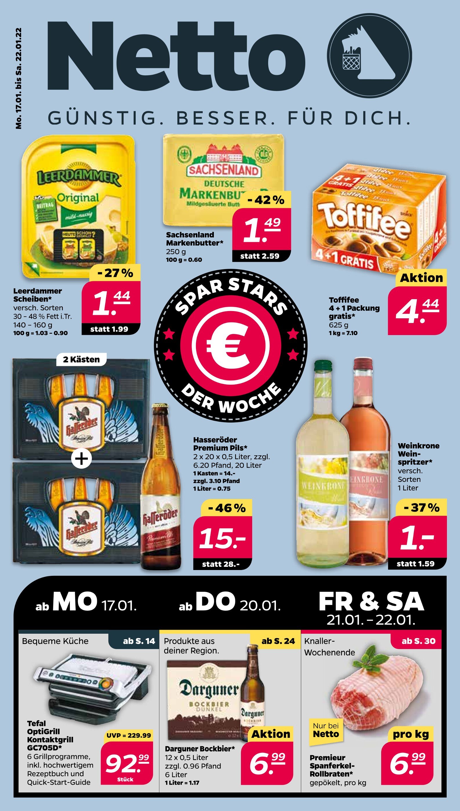 NETTO mit dem Scottie Prospekt für Stöffin mit 33 Seiten NETTO mit dem Scottie Prospekt für Stöffin: "Top Angebote!", 33 Seiten, 17.01.2022 - 22.01.2022