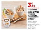 Cassolette de ris de veau ou Cassolette de St Jacques julienne de légumes ou Cassolette de crevettes au Noilly Prat dans le catalogue U Express