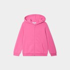 Sweat zippé à capuche droit molleton rose fushia fille dans le catalogue La Halle
