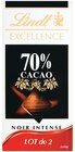 Tablette Excellence Noir 70% Cacao - LINDT en promo chez Intermarché Hyper Angers à 2,60 €