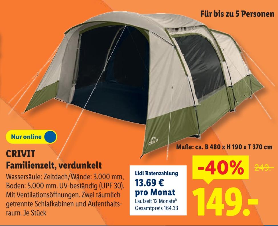 Familienzelt, verdunkelt