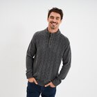 Pull col montant boutonné et torsades gris foncé homme dans le catalogue La Halle