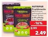 Fruchtsnacks im Angebot bei Kaufland in Mühlhausen Fruchtsnacks Angebote von Nutripur bei Kaufland Mühlhausen für 2,49 €