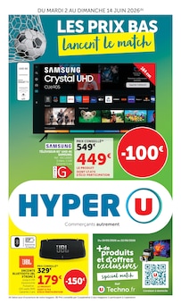 Catalogue Hyper U de la semaine "LES PRIX BAS lancent le match" avec 1 pages, valide du 02/06/2026 au 14/06/2026 pour Pertuis et alentours Prospectus Hyper U de la semaine "LES PRIX BAS lancent le match" avec 1 pages, valide du 02/06/2026 au 14/06/2026 pour Pertuis et alentours