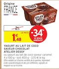 Promo Yaourt au lait de coco saveur chocolat à 1,48 € dans le catalogue Intermarché à Seyssins