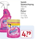 Vorwaschspray oder Pulver Angebote von Vanish bei Rossmann Ludwigshafen für 4,79 €