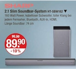 2.1 Slim Soundbar-System HT-SBW182 im V-Markt Prospekt 2.1 Slim Soundbar-System HT-SBW182 von SHARP im aktuellen V-Markt Prospekt für 89,90 €