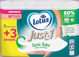 Papier hygiènique sans tube just one x9 + 3 rouleaux offerts - LOTUS - Intermarché Hyper Papier hygiènique sans tube just one x9 + 3 rouleaux offerts - LOTUS à 8,90 € dans le catalogue Intermarché Hyper