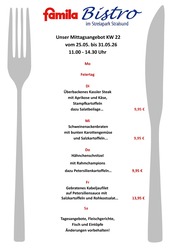 famila Nordost Supermarkt Prospekt der aktuellen Woche mit 1 Seite, gültig von 26.05.2026 bis 30.05.2026, in Stralsund und Umgebung Aktueller famila Nordost Supermarkt Prospekt in Stralsund und Umgebung, "Aktuelle Angebote" mit 1 Seite, 26.05.2026 - 30.05.2026