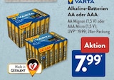 Alkaline-Batterien AA von Varta im aktuellen ALDI SÜD Prospekt für 7,99 €